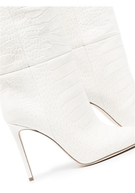 White 105mm crocodile-effect knee-high boots - women PARIS TEXAS | PX133XCOCOBNCHN